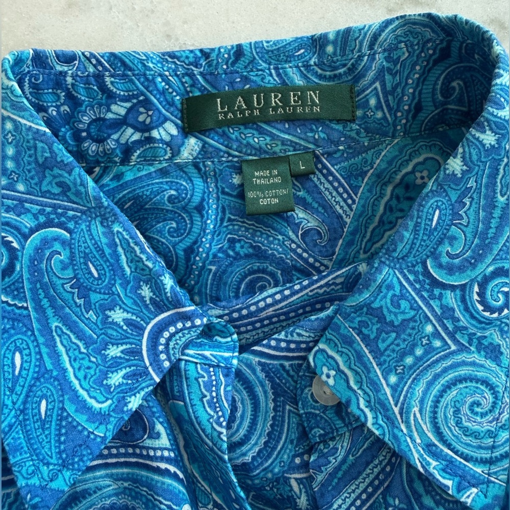 Lauren Ralph Lauren Paisley Button Down Shirt Size L - Picture 10 of 14